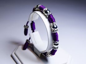 Handmade Swarovski Purple Thread Bracelet