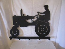 Farmer on Tractor Coat Rack Metal Wall Art Silhouette