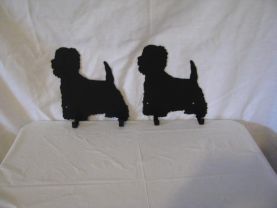 Westie 2 Hook Leash Holder Dog Metal Wall Art Silhouette Set of 2
