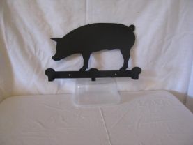Pig Coat Rack 3 Hooks Metal Wall Art Silhouette