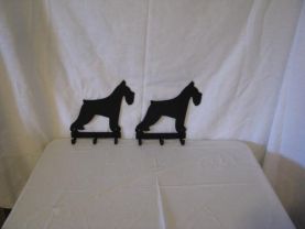 Schnauzer 3 Key Ring Holder Dog Metal Wall Art Silhouette Set of 2