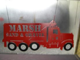 KW Dump Truck Red Metal Wall Art Silhouette Sign