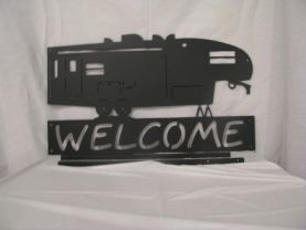 RV Welcome Sign Metal Wall Art Silhouette