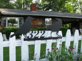 Two Old Crows Address Sign Metal Wall Art Silhouette