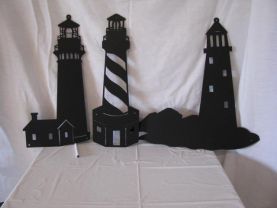 Lighthouse  Metal Wall Art Silhouette Set of Three