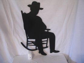 Oldtimer in Rocking Chair Metal Wall Art Silhouette