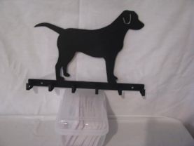 Dog Lab Silhouette Key/Leash Holder Metal Wall Art