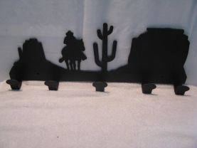 Scenic Arizona Cowboy Coat Rack Metal Western Wall Art Silhouette