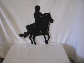Girl on Show Pony Metal Wall Yard Art Horse Silhouette