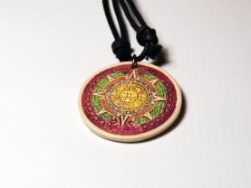 Aztec Sun Necklace Stone Purple, Green, Orange Pendant