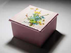 Decorative Pink Wooden Box with Floral Design