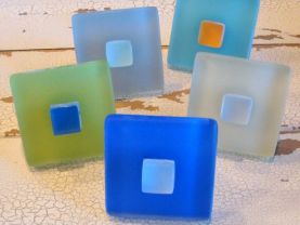 Beach Glass Tile Cabinet Knob, Drawer Pull Short Hardware