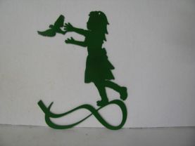Girl Bird 002 Metal Wall Yard Art Silhouette