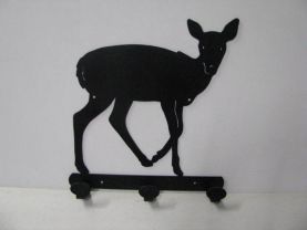 Deer 064 Standing 3 Hook Coat Rack Metal Art