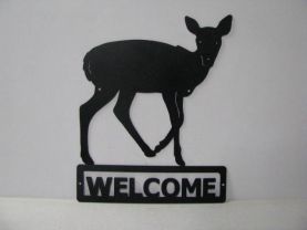 Deer 064 Standing Welcome Sign Metal Art