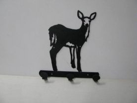 Deer 065 Standing 3 Hook Coat Rack Wildlife Metal Art