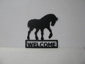 Clydesdale 009 Walking Welcome Sign Metal Art