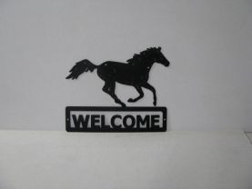 Thoroughbred 002 Running Welcome Sign Silhouette