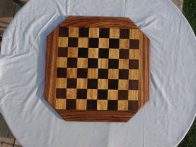 Handmade solid wood chessboard--wenge, movingui, and zebra wood