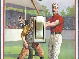 1895 Baseball  Home Plate Illustration (Single, Double)