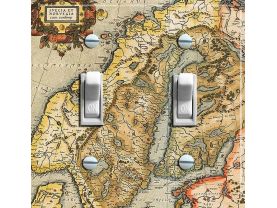 NORWAY & SWEDEN Vintage Map Switch Plate (double)