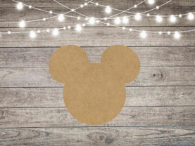 Mickey Mouse Inspired Head Cutout - Mouse Head Shape - Unfinished Wood Shape Cutouts