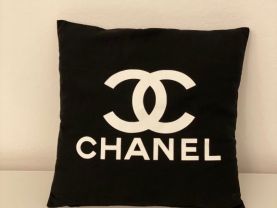 Pillow Cotton Black Vintage with label Chanel