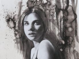 Realistic portrait drawing with pastel and charcoal