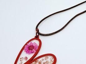 Necklace, Pendant Heart, Handmade, epoxy resin