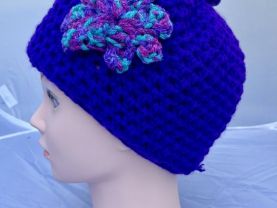 Spring Life Honey Flower Purple Handmade Hat with Bonus Headband Included
