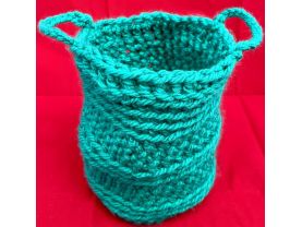 Dazzling Jade Handmade Crochet Two-Handled Bagsket