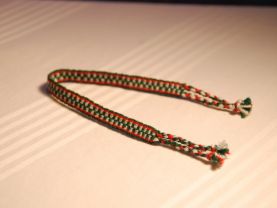 Green, White and Red Friendship Bracelet