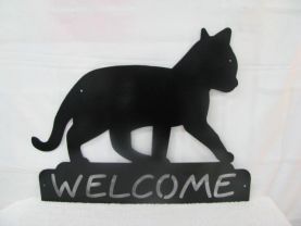 Cat 012 Welcome Metal Silhouette Wall Art