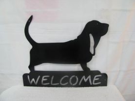 Basset Hound Welcome Metal Wall Art Silhouette