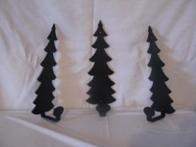 Tree Towel/Coat Rack Metal Wall Art Silhouette Set of 3