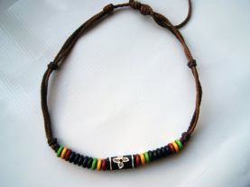 Handmade Tribal Necklace With Green, Yellow and Red Charms