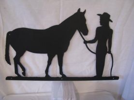 Cowgirl and Horse Metal Western Wall Art Silhouette