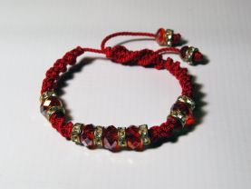 Red Swarovski Thread Bracelet with Golden Decoration