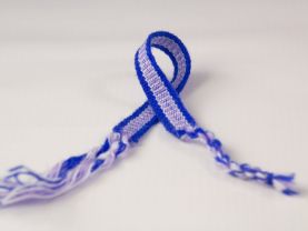 Blue Thread Friendship Bracelet with Purple Details