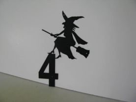 Witch Flying Over Number Metal Wall Art Silhouette