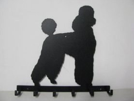 Poodle 011 Silhouette Key/Leash Holder Metal Wall Yard Art