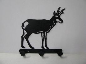 Antelope Standing 003 Hook Coat Rack Metal Wildlife Silhouette