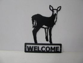 Deer 065 Standing Welcome Sign Wildlife Metal Art