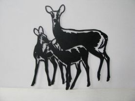 Deer 075 Large Family Standing Wildlife Metal Art Silhouette