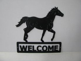 Thoroughbred 006 Walking Welcome Sign Farm Silhouette