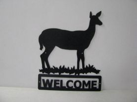 Deer Doe 003 Welcome Sign Silhouette