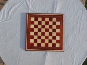 Handmade, hard wood chessboard--padauk, maple, bubinga