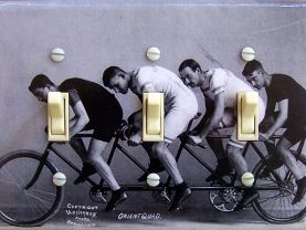 Quad BIKERS vintage photo Switch Plate (triple)