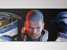 Handmade Mass Effect Squad, Shepard, Garrus, Liara portrait (male)