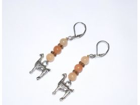 Handmade llama earrings, llama charm topped by aventurine beads